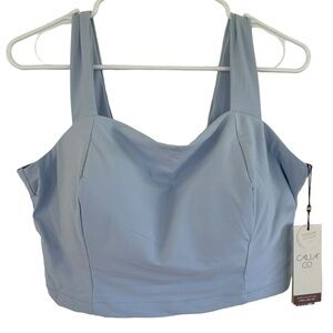 NWT CALIA Women's Wide Shoulder Strap Swim Top Sky Blue Size 1X